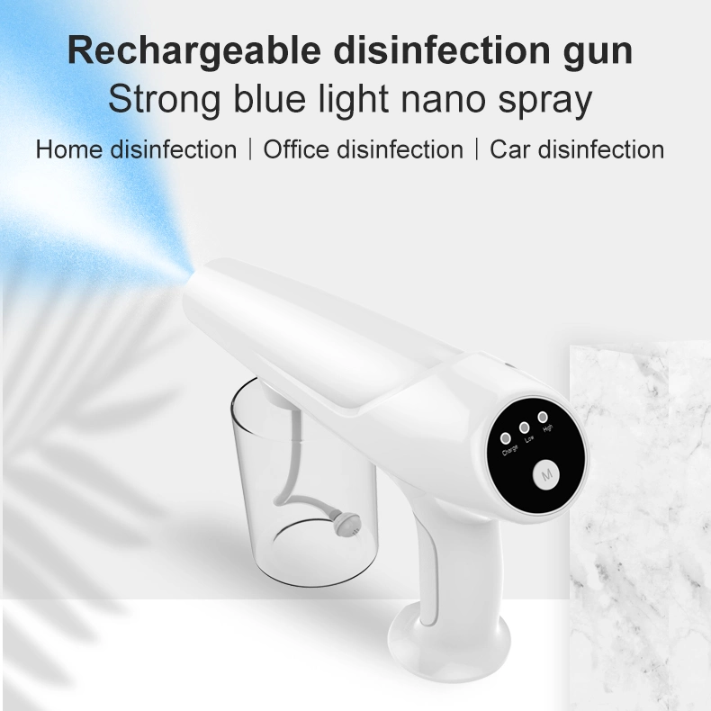 340ml Small 1800mAh Disinfection Strong Blue Light Anti Clogging Long Nozzle Cordless Nano Mist Spray Gun Sprayer F8